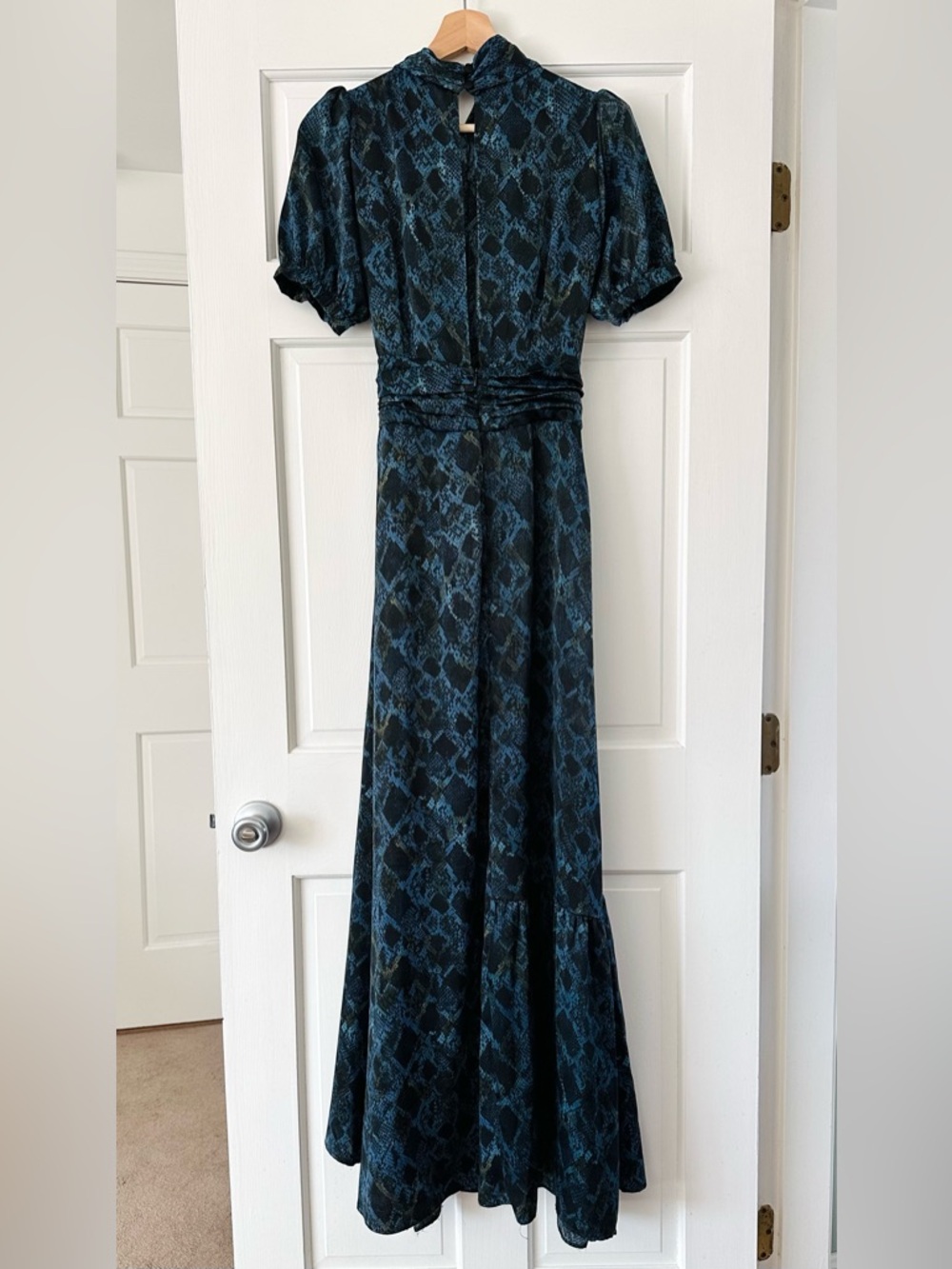 SOCIETA Italia Blue Black Snakeskin Maxi Dress High Neck Gothic Glam Size 42 / 6 - Picture 7 of 16